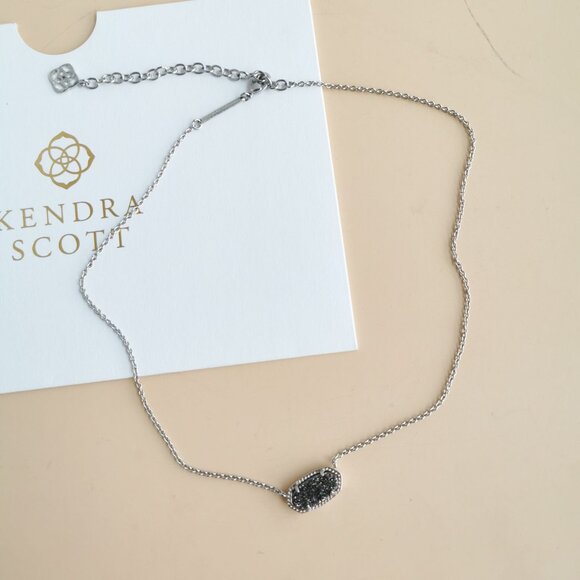 Kendra Scott Elisa Collection. Silver Platinum Drusy Necklace - Picture 2 of 3
